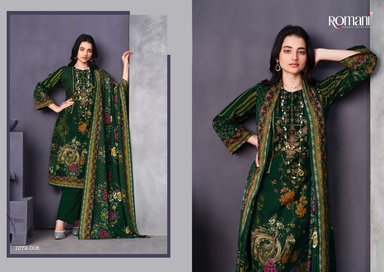 MAREENA VOL-9 BY ROMANI 1071-001 TO 1071-010 SERIES SUITS BEAUTIFUL FANCY COLORFUL STYLISH PARTY WEAR & OCCASIONAL WEAR SOFT COTTON PRINT DRESSES AT WHOLESALE PRICE